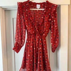 Misa brick red floral cocktail dress